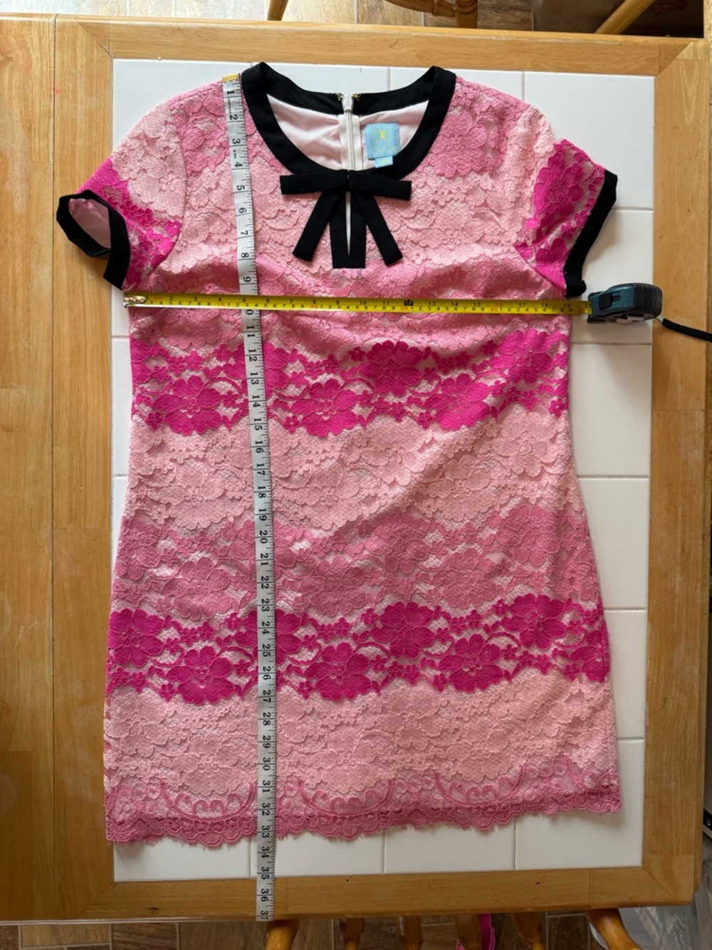 Cece Brandy Pink Lace Shift Dress Womens  Size 12P Twee Coquette Mini Dress Y2K - Picture 11 of 11